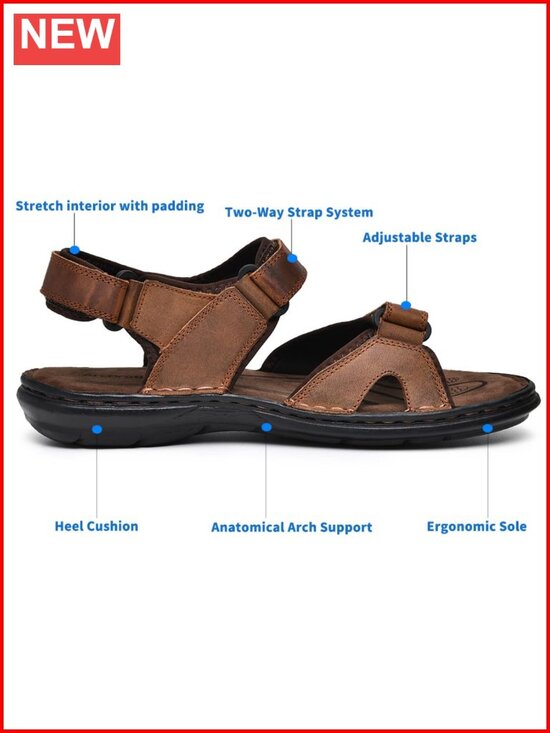 Men\'s Premium Leather Sandals - Classic Roman Style Open Toe Sandals - main image 4
